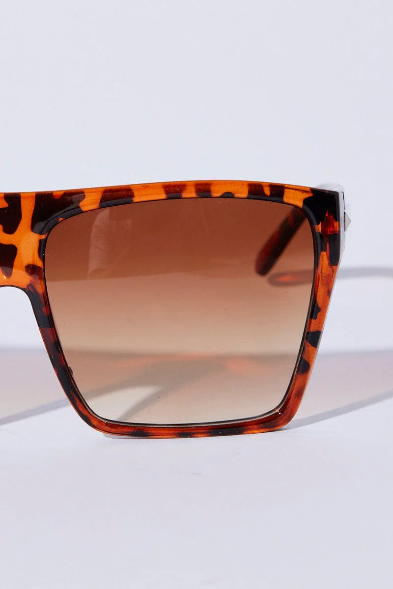 Brown Animal Print Oversized Square Sunglasses