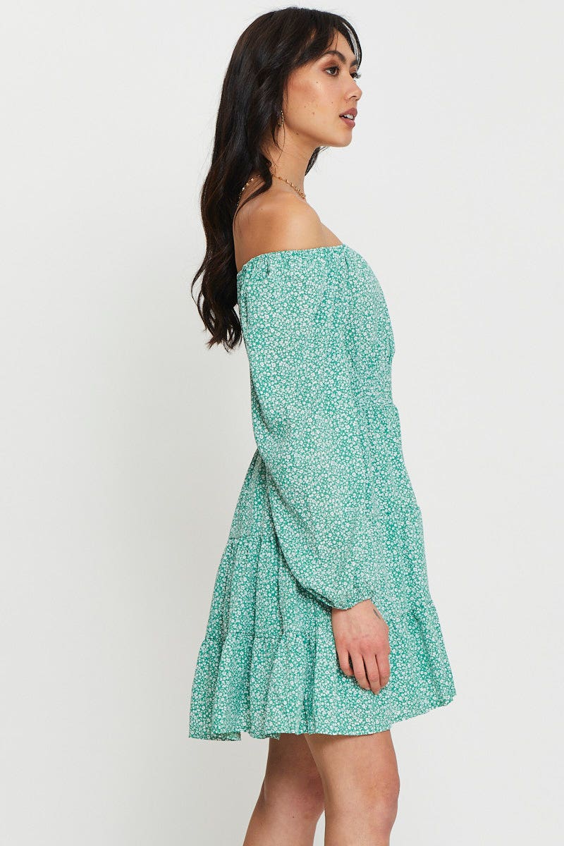 Print Mini Dress Long Sleeve