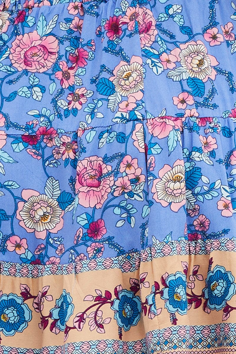 Boho Print Flare Skirt Mini High Rise