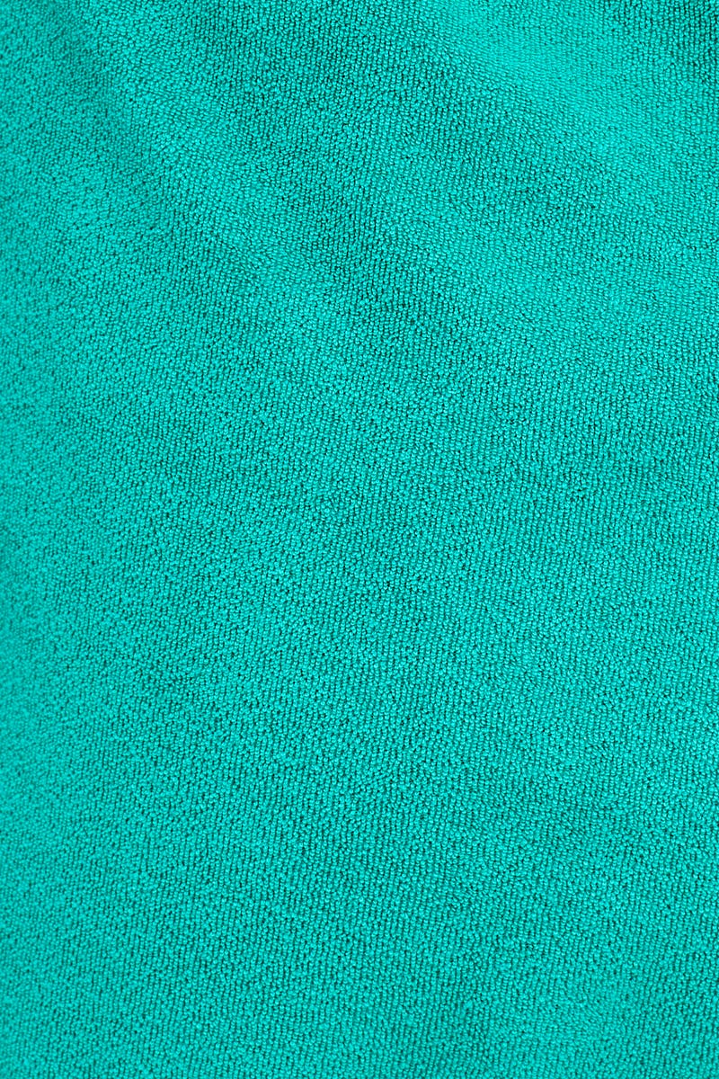 Green Mini Shorts High Rise Terry