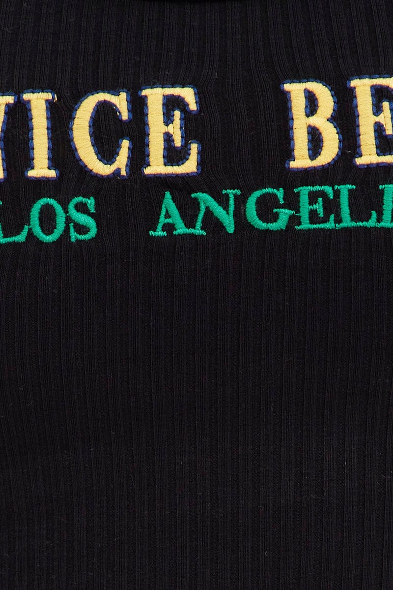 Black Rib Tank Scoop Neck Sleeveless