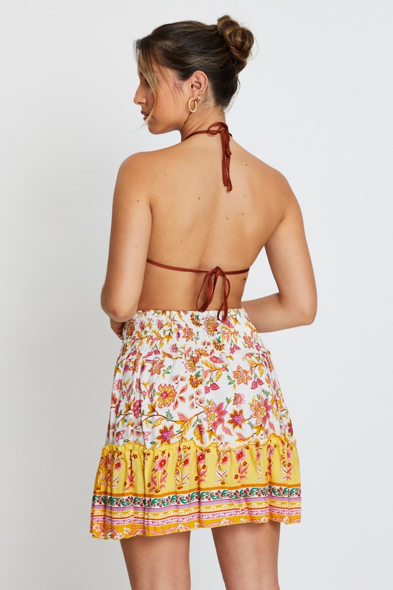 Boho Print Skater Skirt