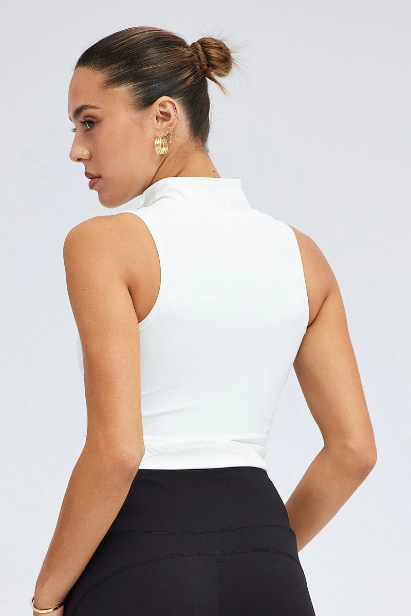 White Zip Up Vest Activewear