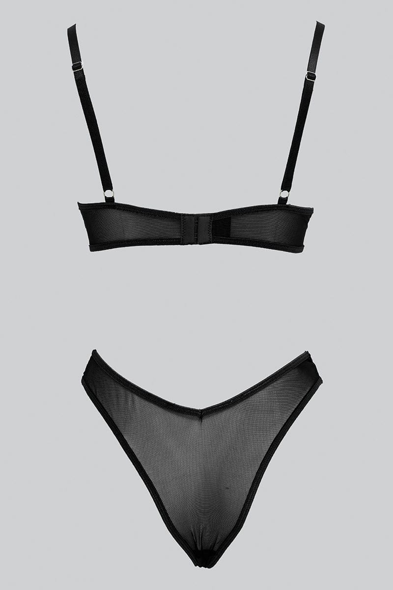 Black Embroidered Lingerie Set