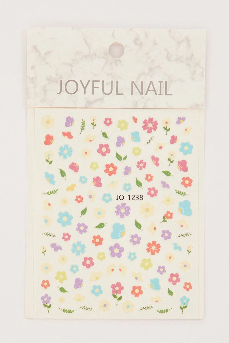 Multi Colour Floral Pattern Nail Art Sticker Decals