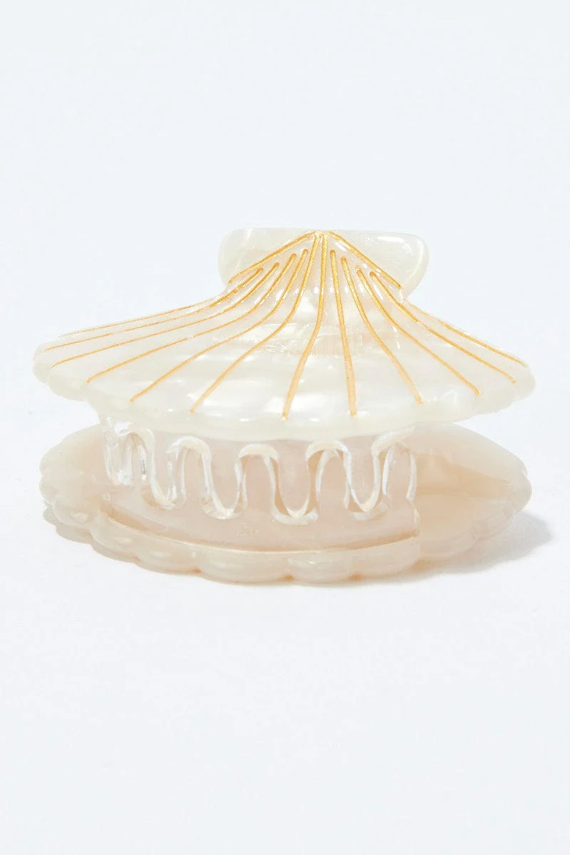 White Shell Hair Claw Clips