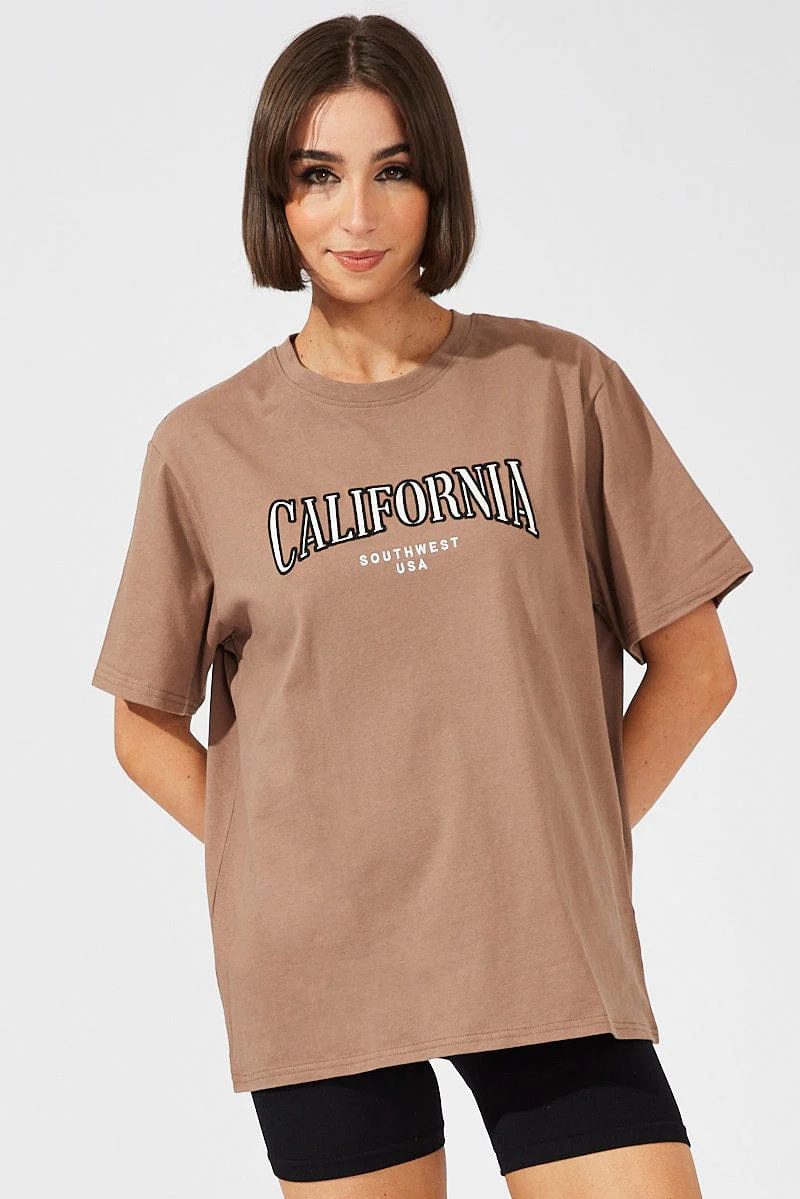Brown Graphic Tee Short Sleeve