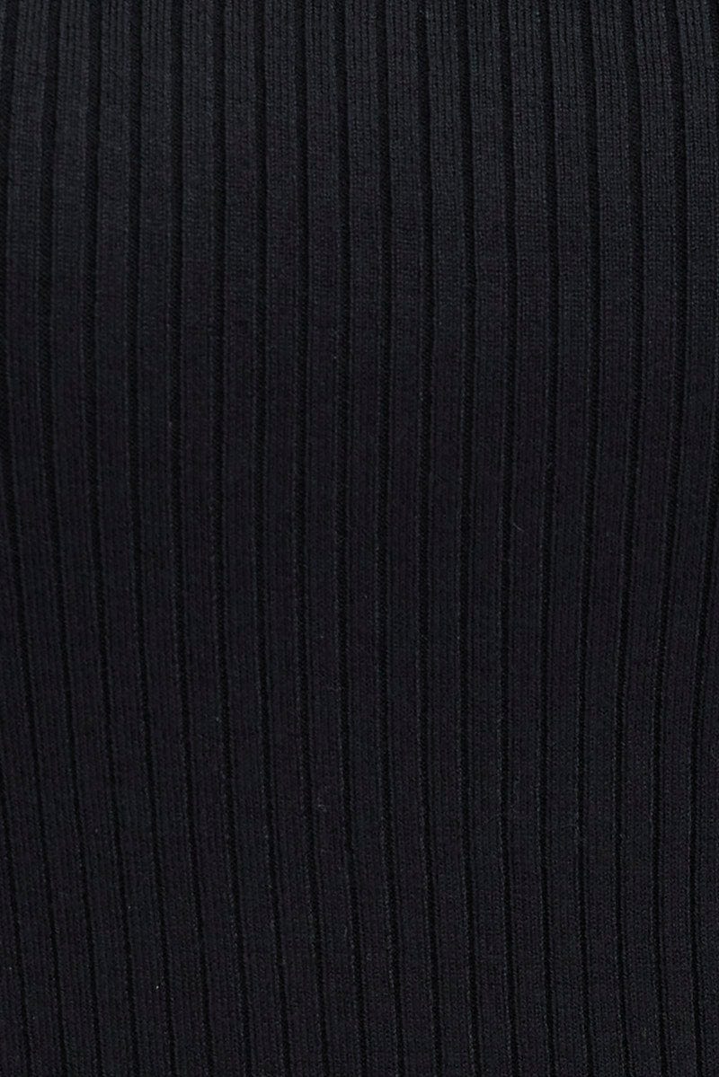 Black Knit Dress Long Sleeve Midi