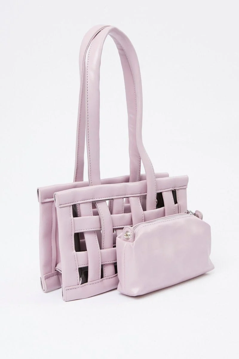 Purple Woven Detail Handbag