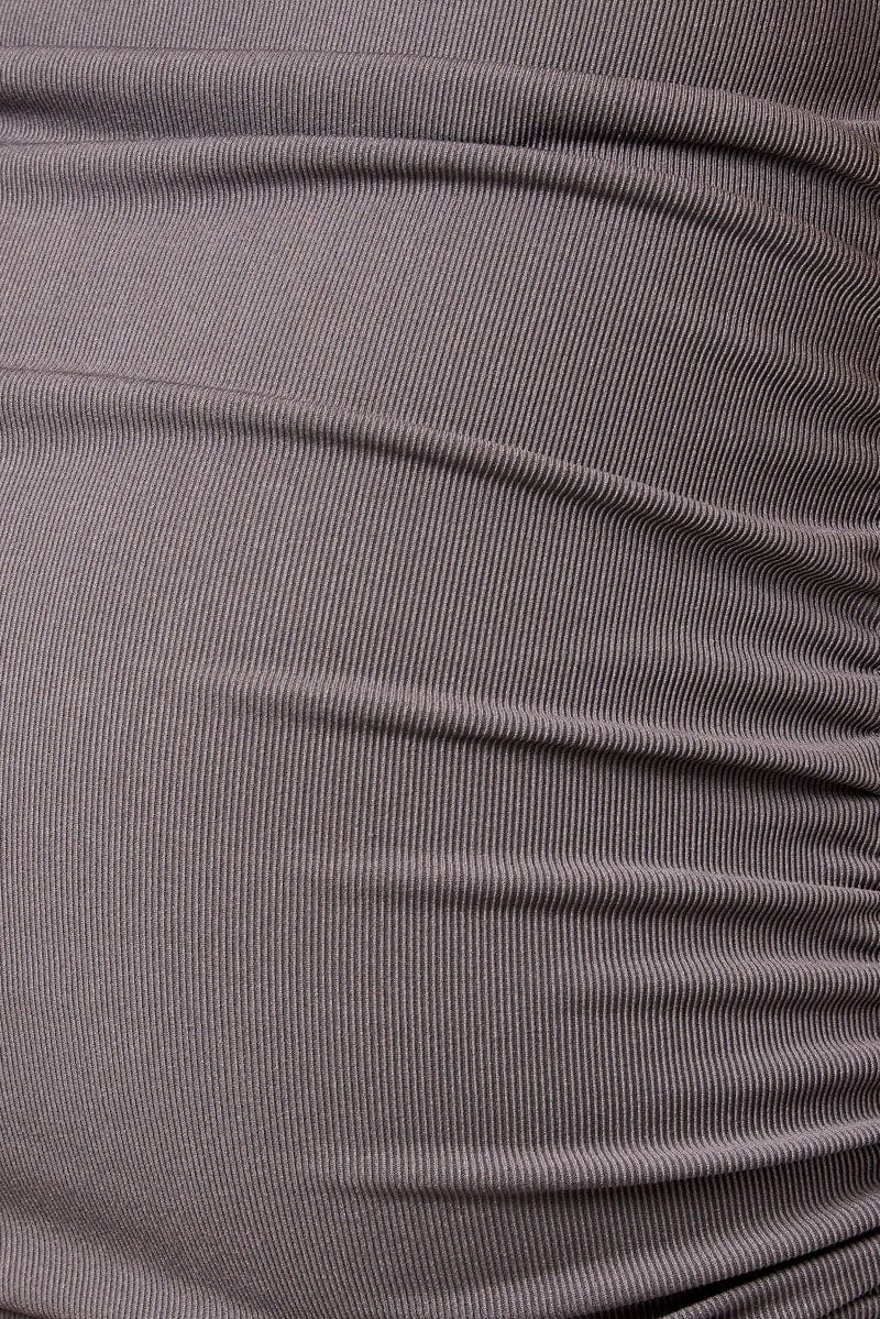 Grey Mini Skirt Side Ruched