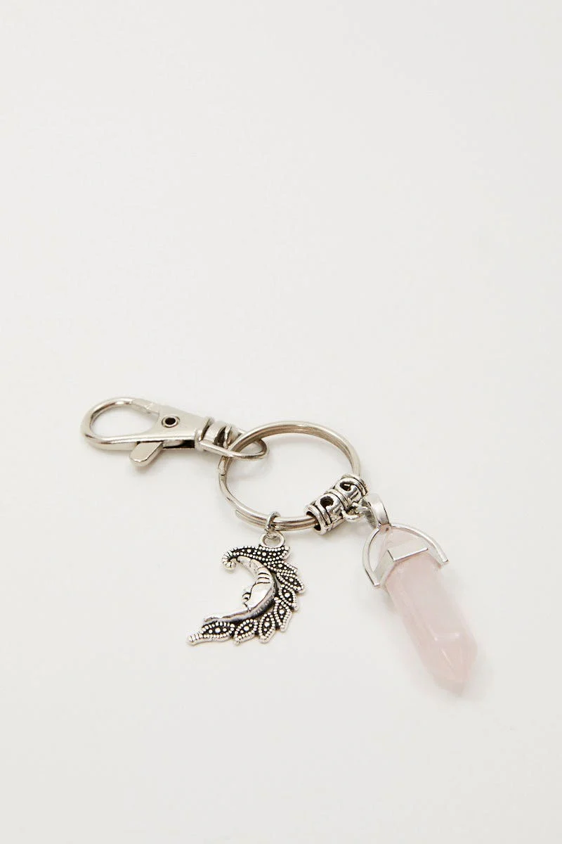 Pink Natural Stone Keyring