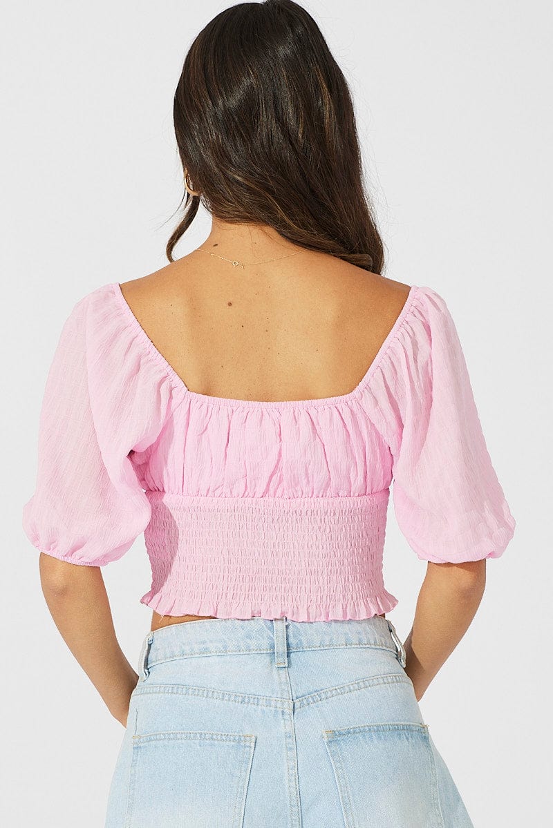 Pink Crop Top Short Sleeve