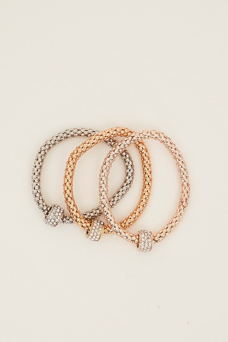 Multi 3 Pack Rhinestone Decor Bracelet