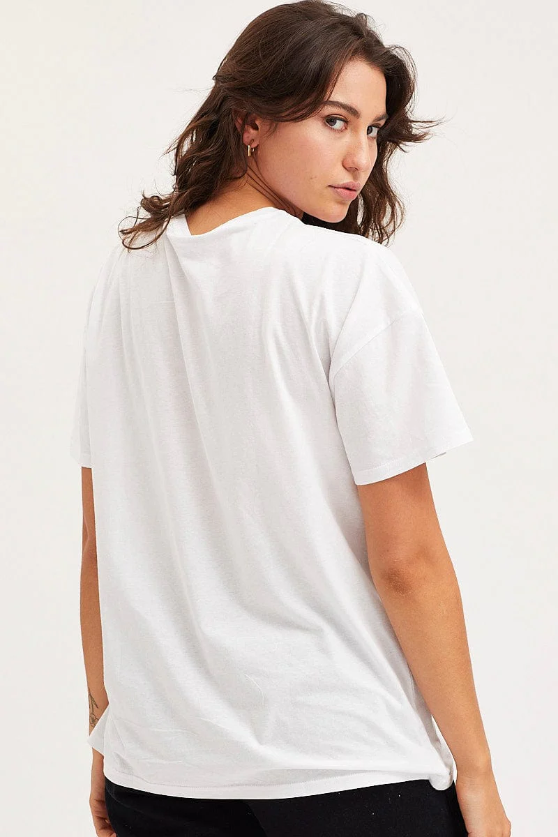 White Graphic T Shirt Short Sleeve