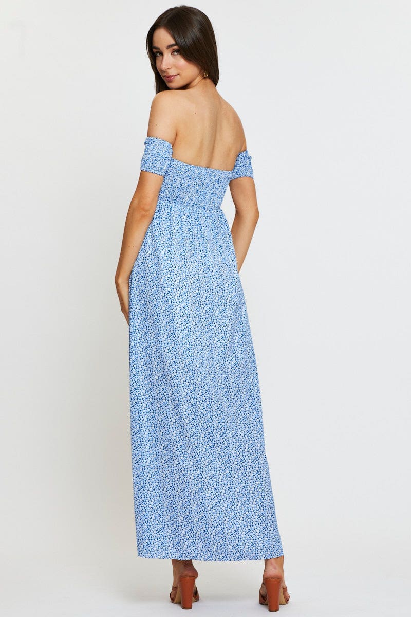 Print Maxi Dress Off Shoulder