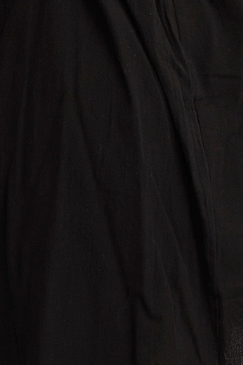 Black Mini Dress Short Sleeve Square Neck