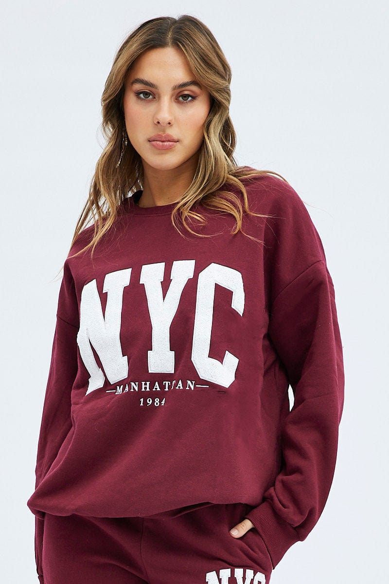 Red Graphic Tee Long Sleeves