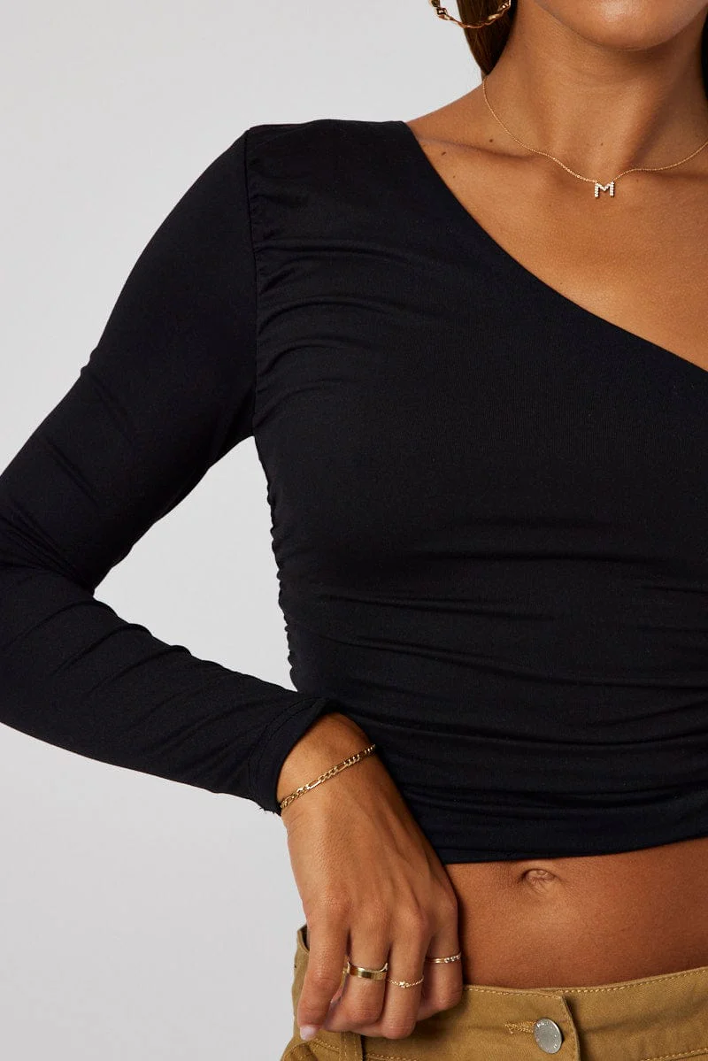 Black Supersoft Top One Shoulder