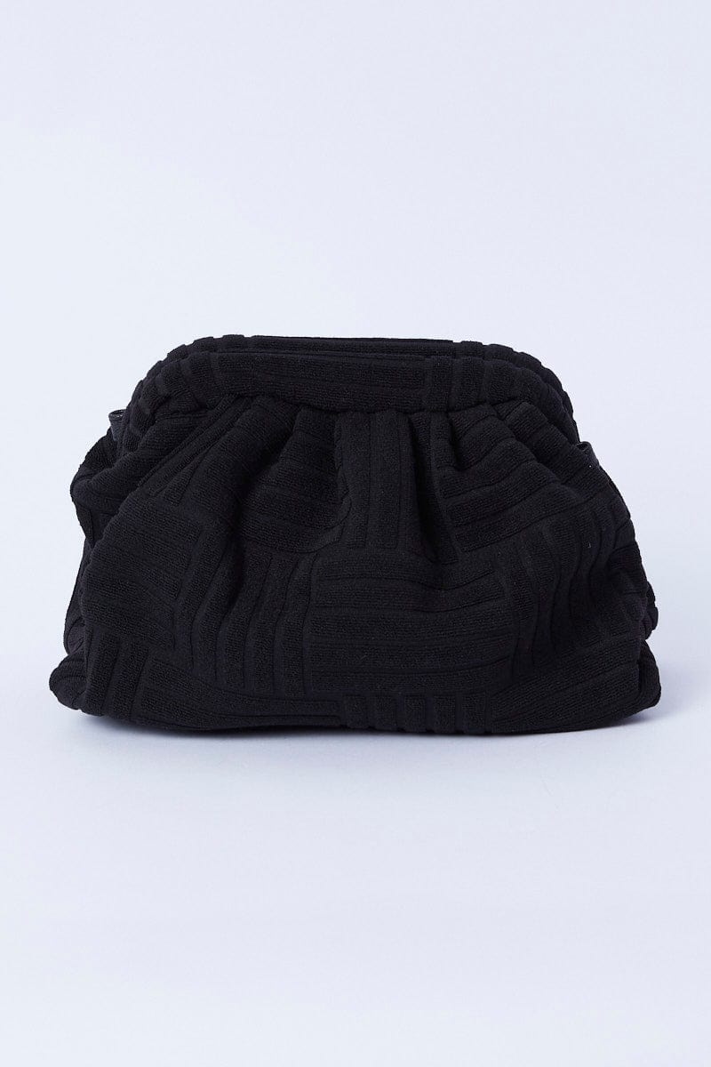Black Toweling Detail Crossbody Bag