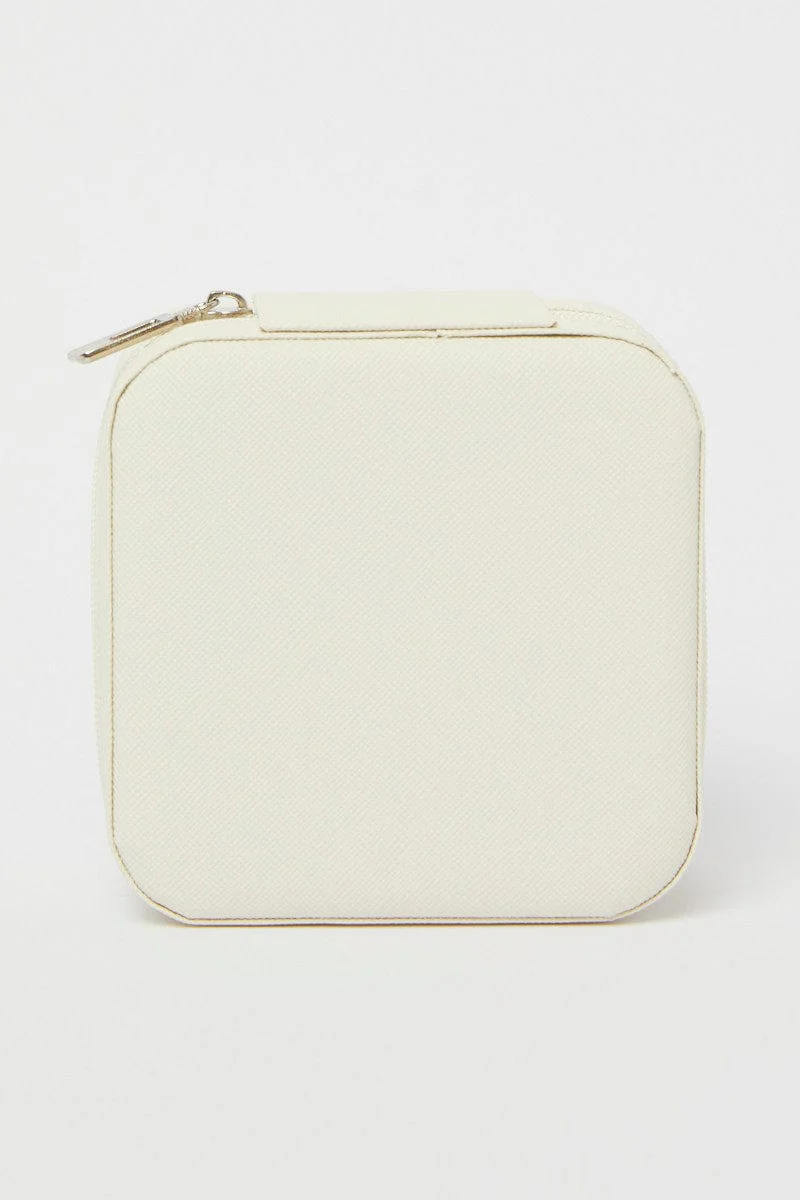 White Portable Jewellery Storage Box
