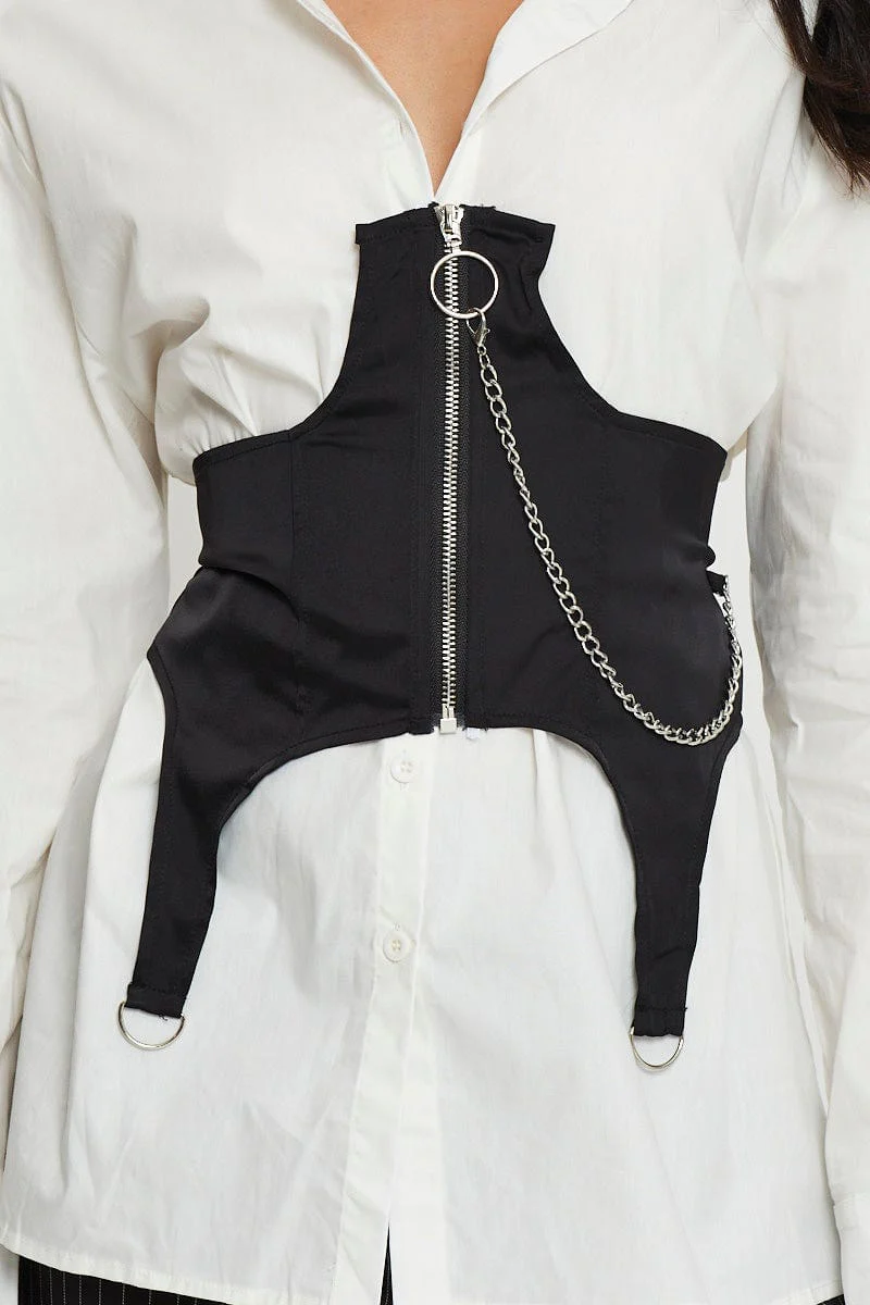 Black Underbust Suspender Waspie Belt