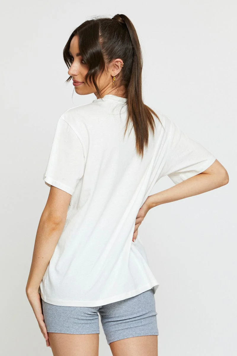 White Graphic T Shirt Short Sleeve