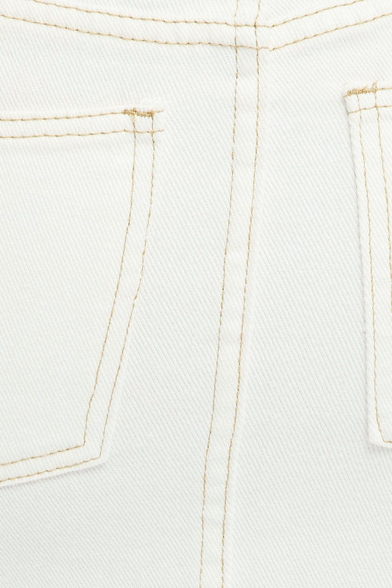 White Denim Skirt High Rise Maxi