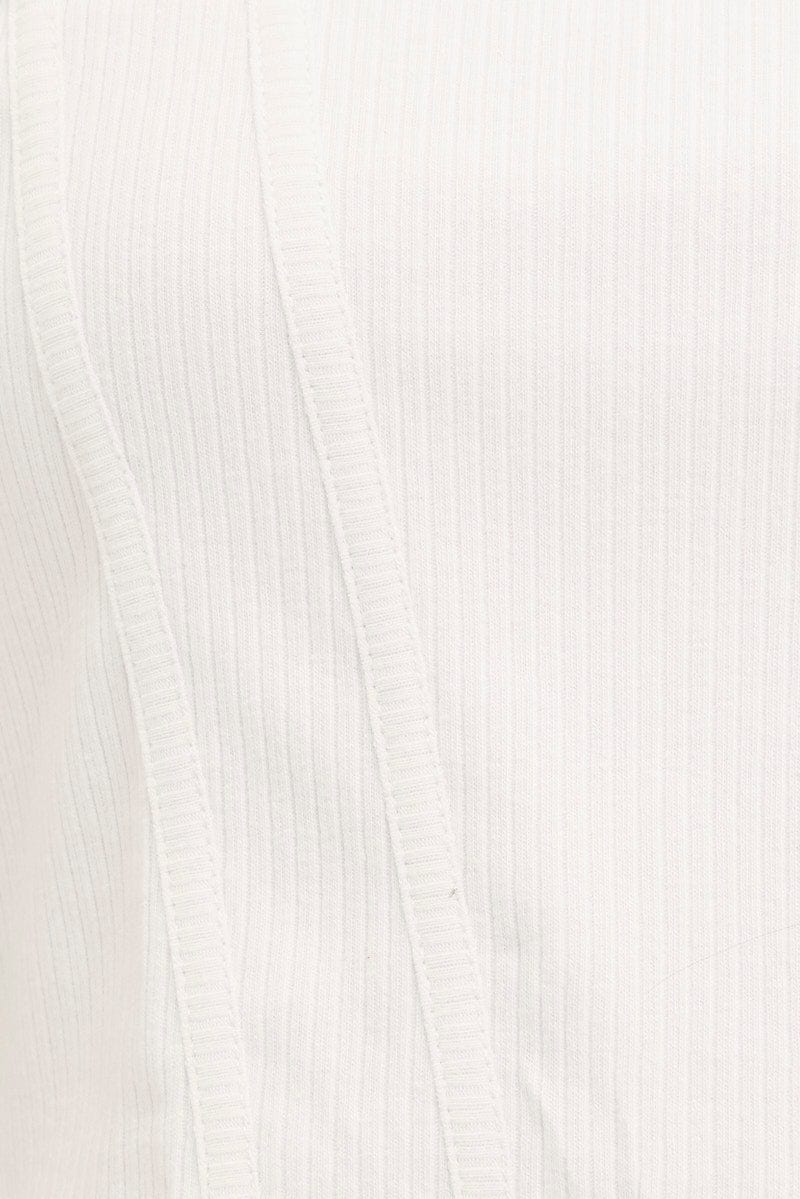 White Corset Singlet Sleeveless Scoop Neck Rib Jersey