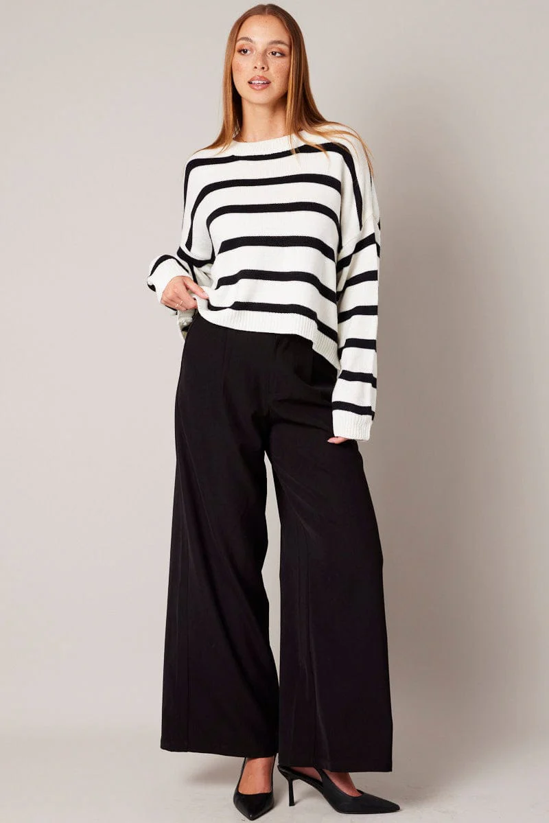 White Stripe Knit Jumper