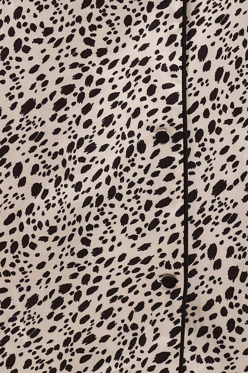 Print Satin Short Sleeve Top & Shorts Pj Set