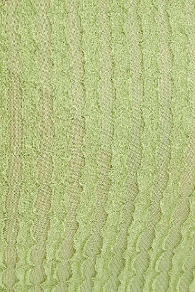 Green Textured Midi Skirt