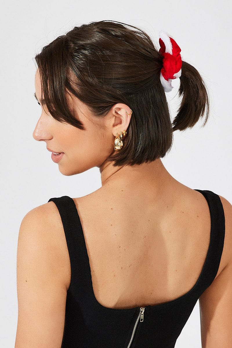 Red Faux Fur Scrunchies