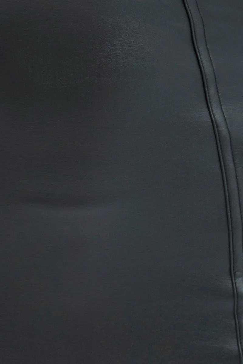 Black Mini Dress Sleeveless Sweetheart Faux Leather PU