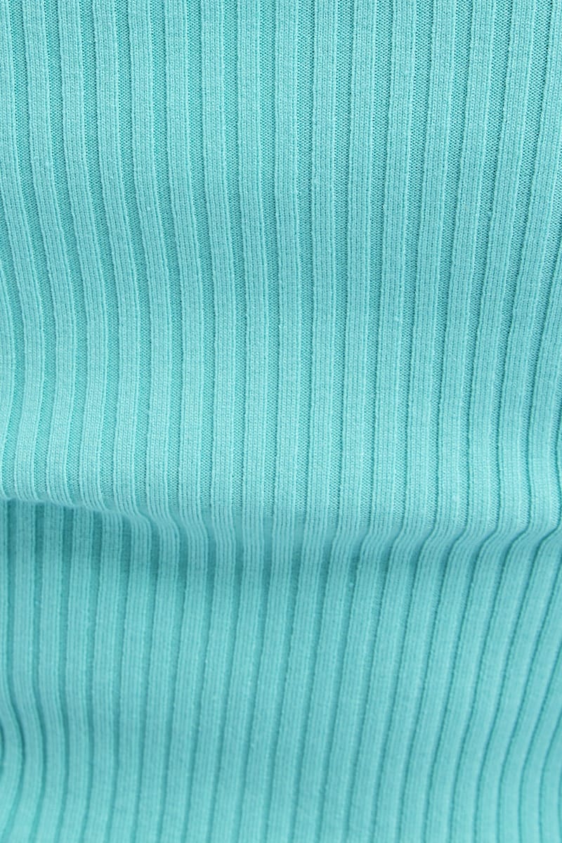 Green Knit Top Long Sleeve Crop Ruched