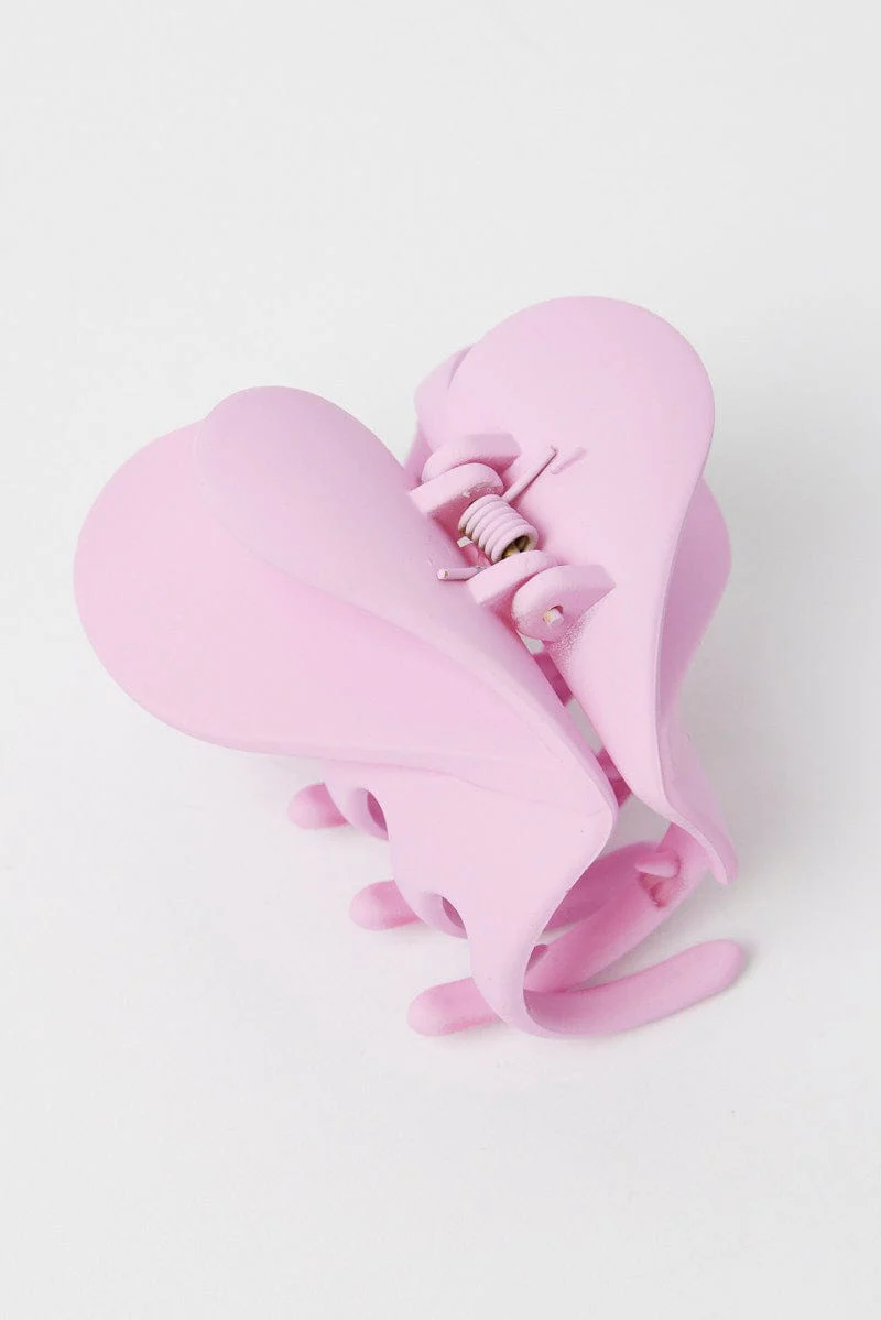 Pink Heart Claw Clip