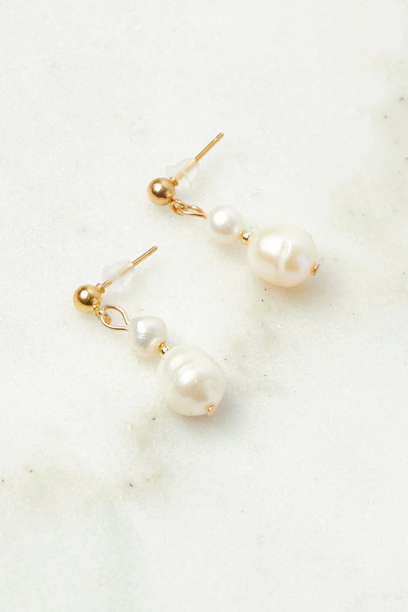 White Faux Pearl Earrings