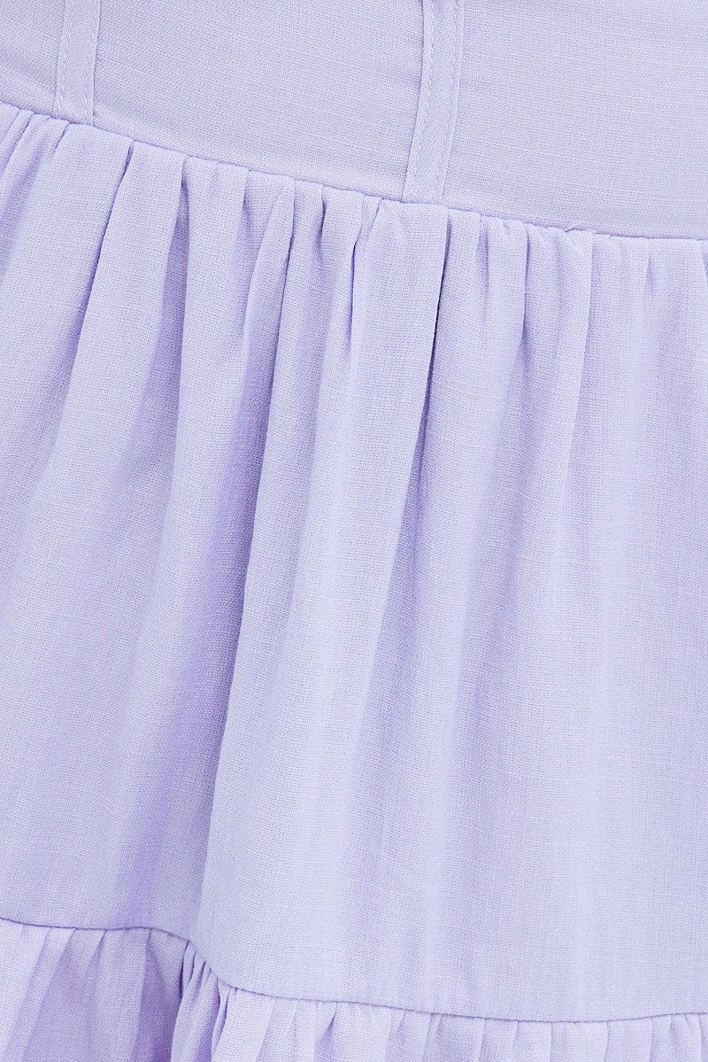 Purple Fit And Flare Dress Long Sleeve Mini