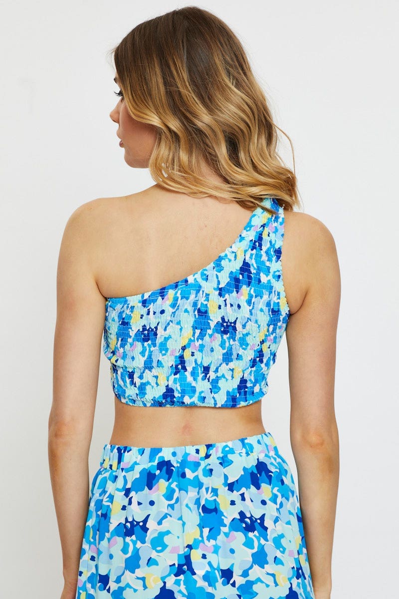 Print Singlet Top Crop