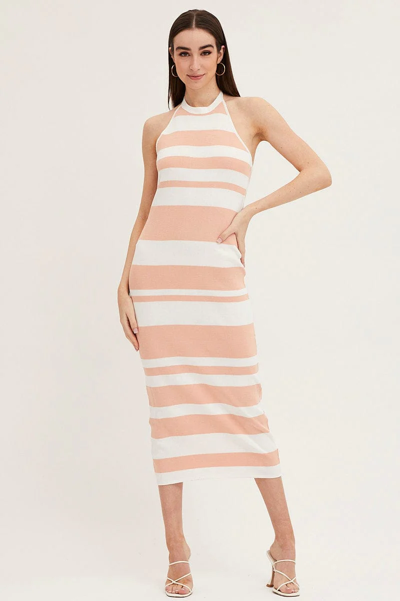 Multi Kint Midi Dress