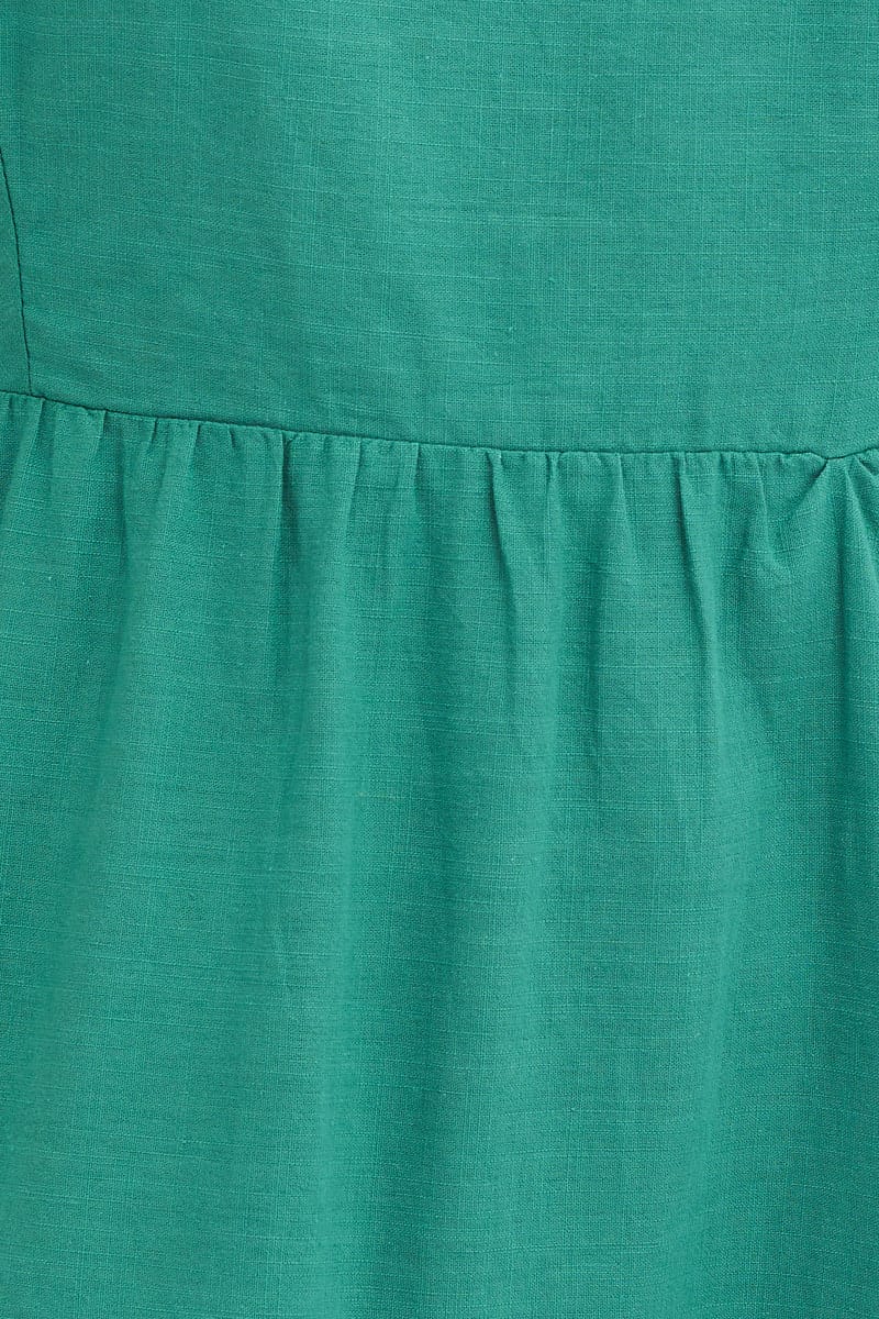 Green Maxi Dress Sleeveless Square Neck