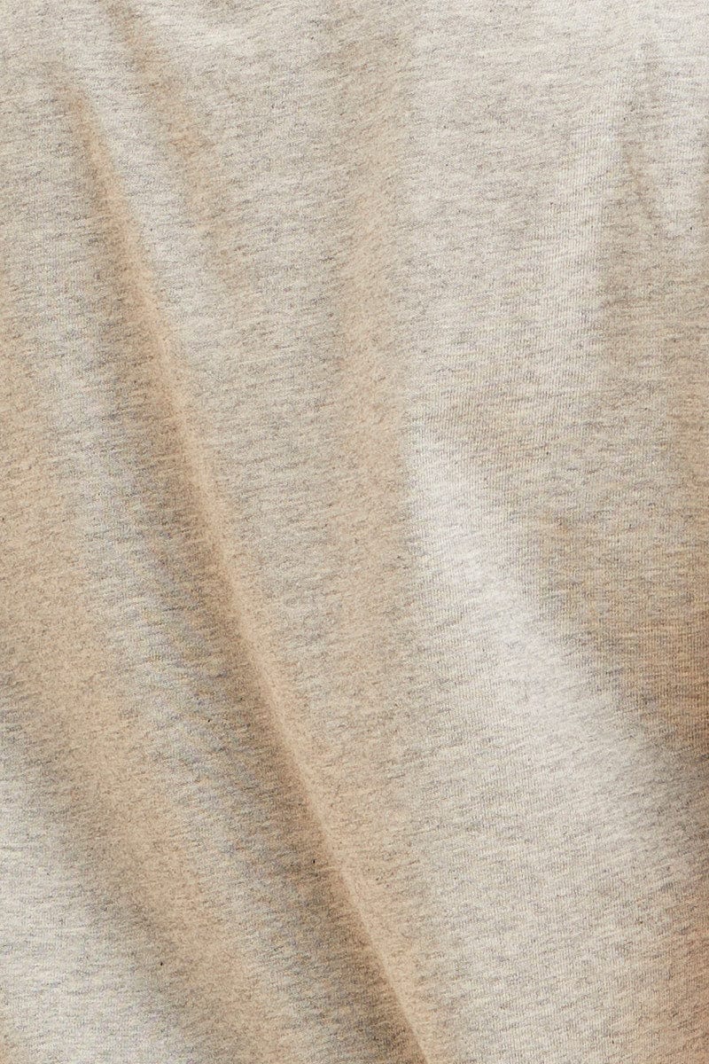 Grey Cotton T-Shirt Crew Neck Regular Fit Cotton