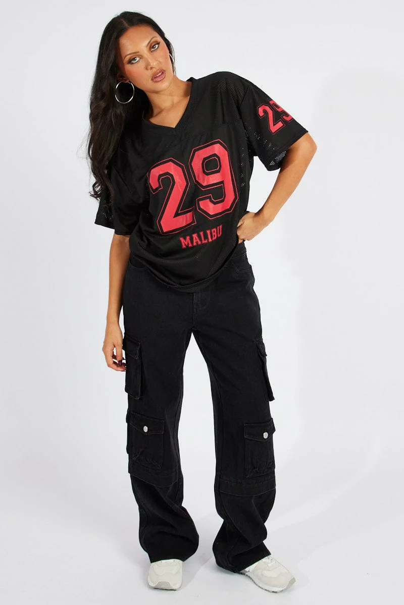 Black Sports Tee Short Sleeve
