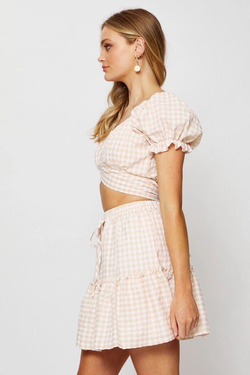 Check GinghamMini Skater Skirt