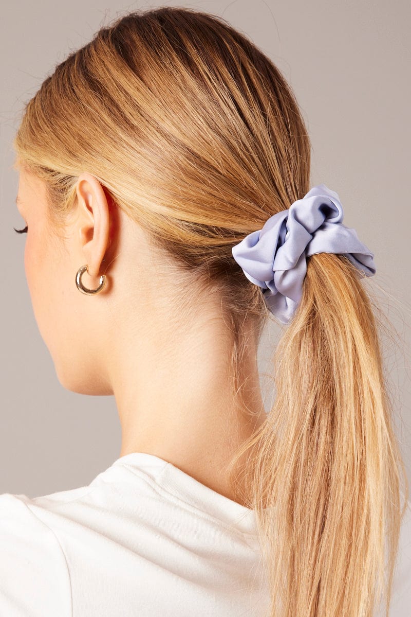 Blue 3 Pack Mixed Size Scrunchies