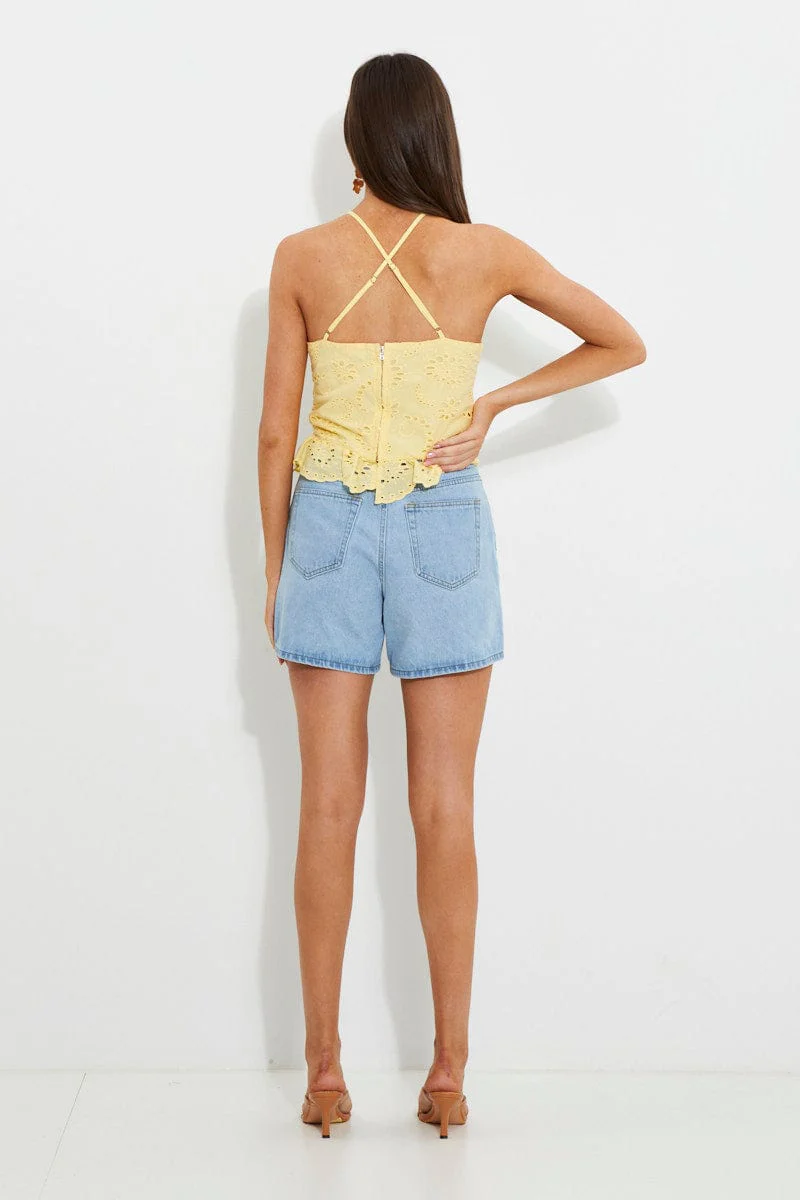Blue Designer Denim Mom Short