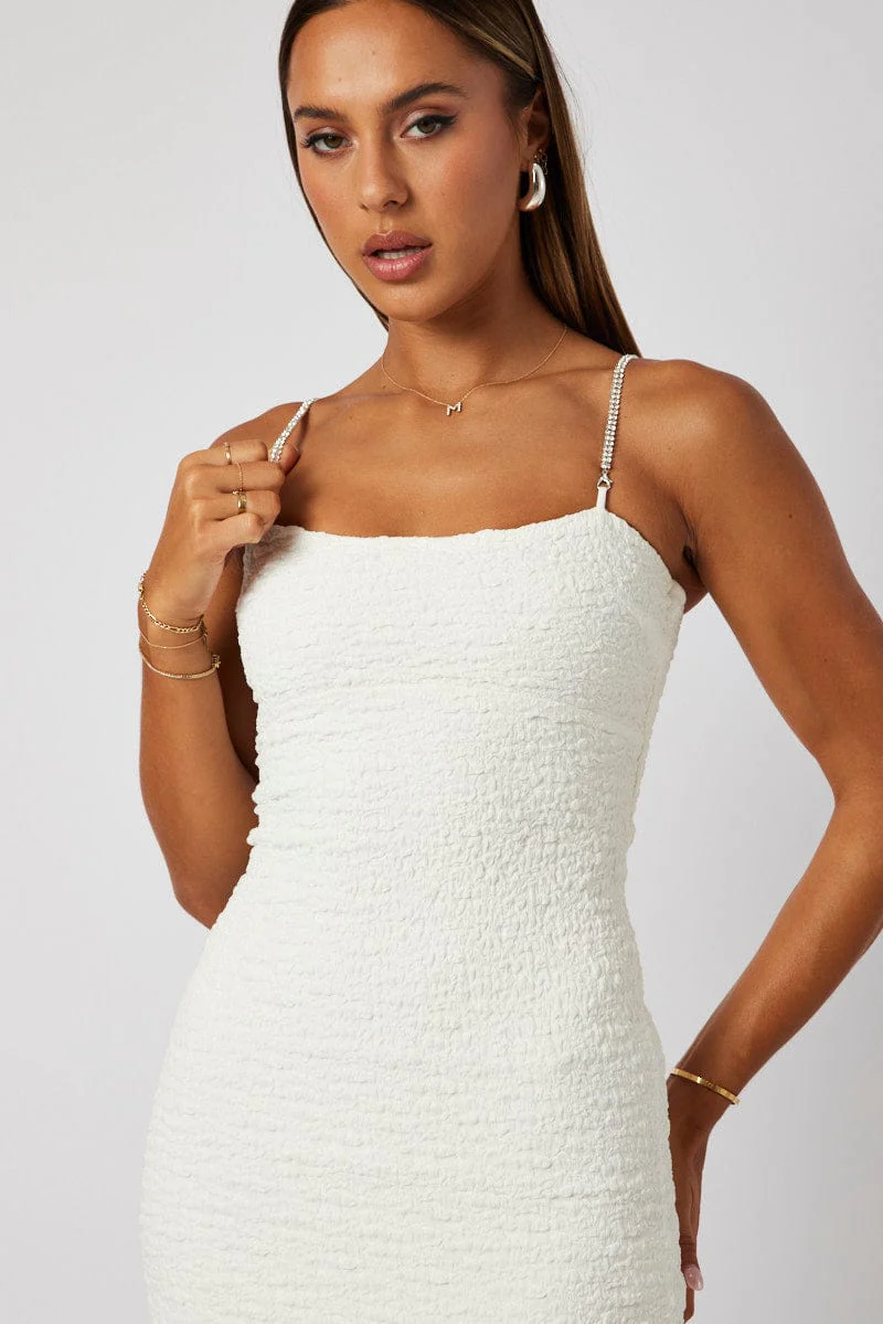 White Textured Bodycon Dress