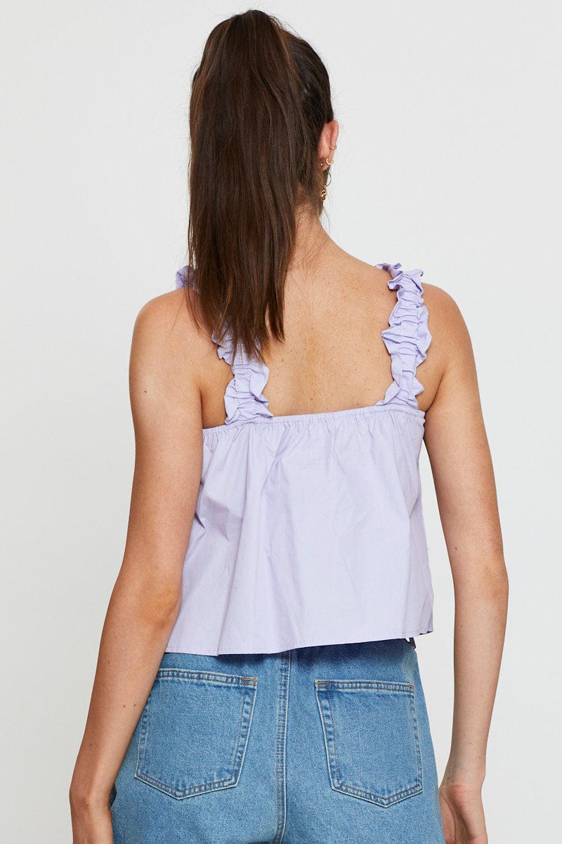 Purple Square Neck Crop Top