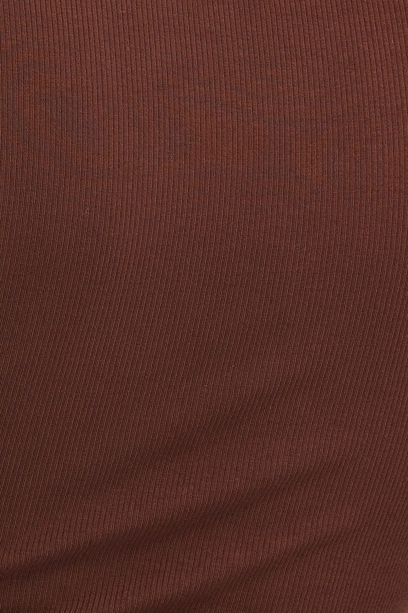 Brown Top Long Sleeve Crew Neck