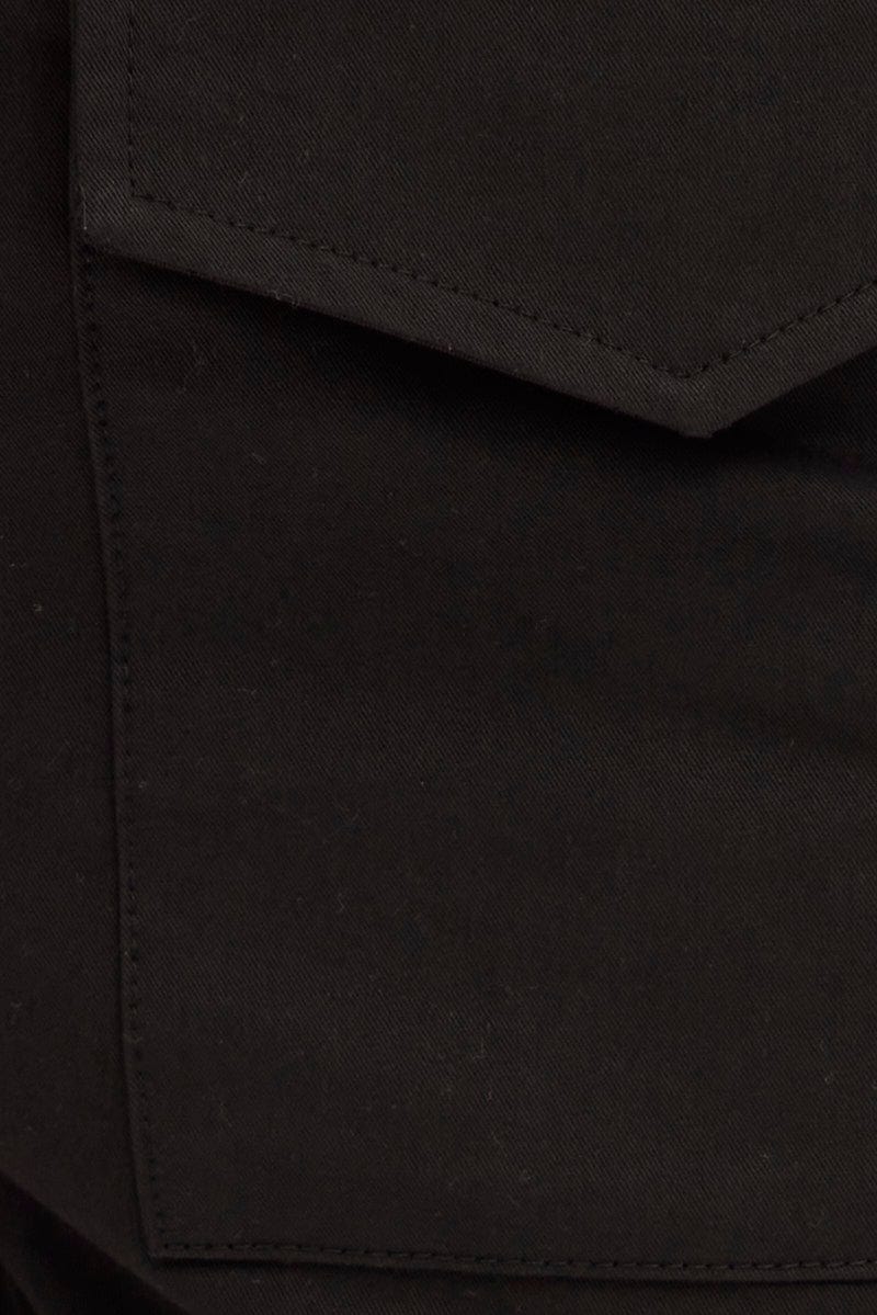 Black Cargo Shorts High Rise