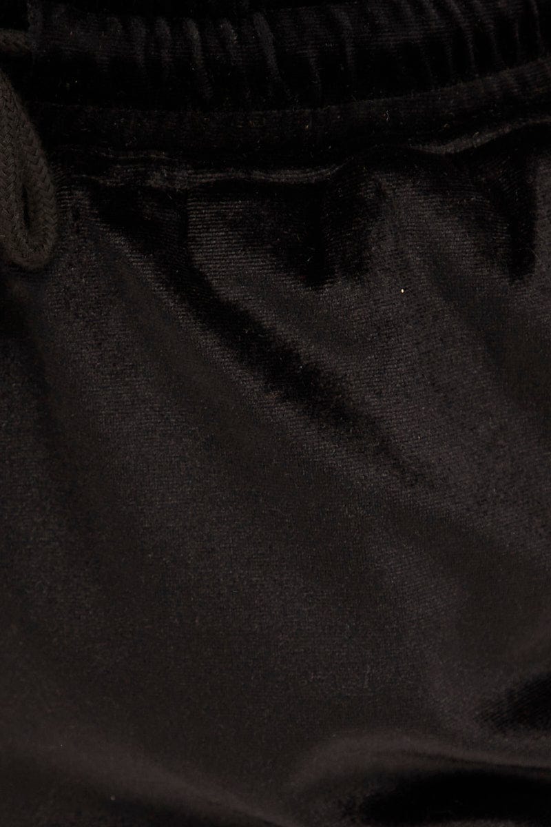 Black Velvet Flared Hem Pants
